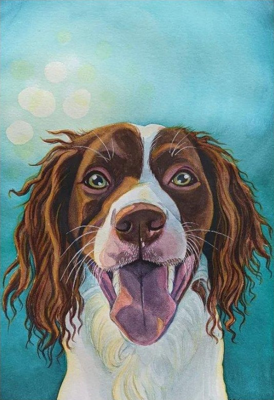 Original watercolour pet portrait, example 5