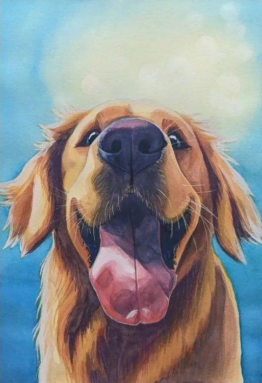 Original watercolour pet portrait, example 6