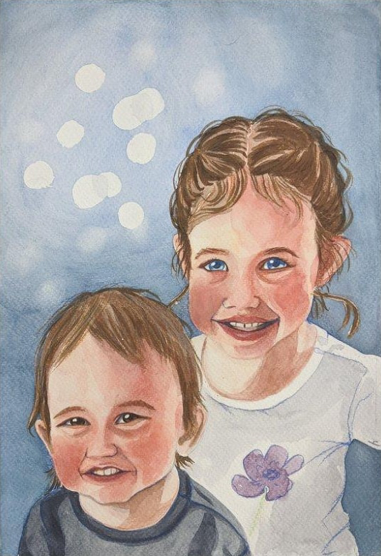 Original watercolour pet portrait, example 9